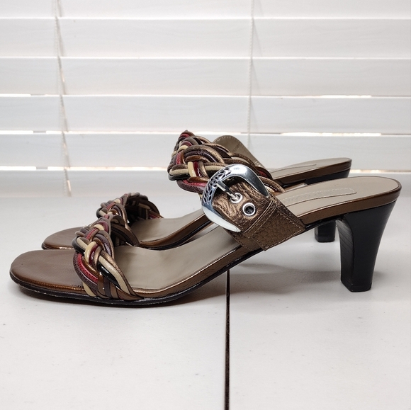 Brighton Fiji Women's Double Cable Strap Slip-On Casual Heel Sandals Sz 8.5 - Picture 2 of 16